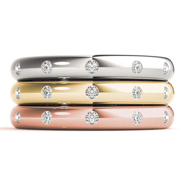 Stackable Bezel Set Fashion Band — WHITE (1/8 ct. tw.), Top view in white gold or platinum
