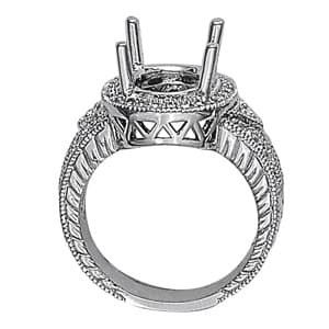 Oval Gemstone Ring (0.53 ct. tw.), Side view in white gold or platinum
