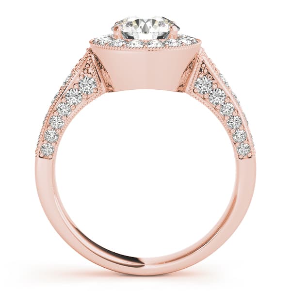 Halo Round Engagement Ring, style 83315, Side view in rose gold