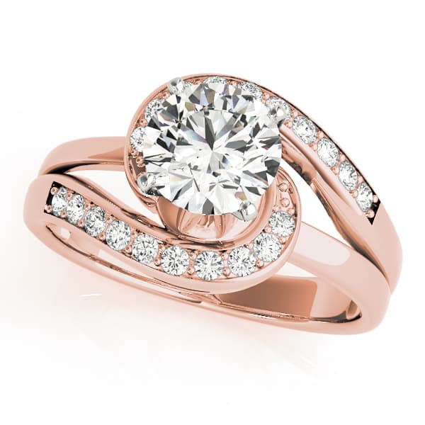 Bypass Swirl Prong In Channel Engagement Ring, style 83326, Front view in rose gold