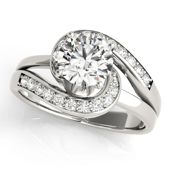 Bypass Swirl Prong In Channel Engagement Ring — style 83326 in 10k White Gold