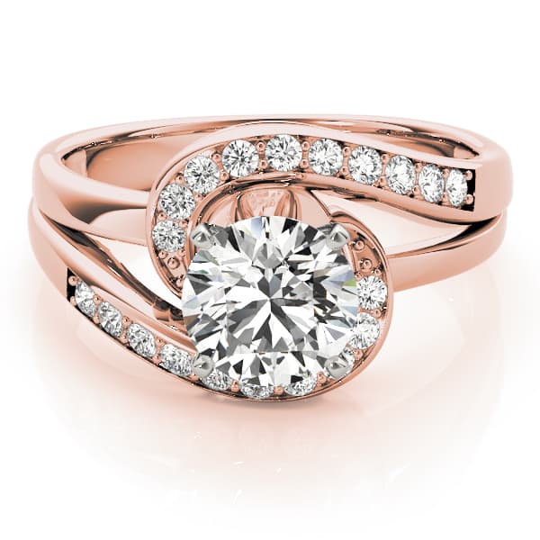 Bypass Swirl Prong In Channel Engagement Ring, style 83326, On hand view in rose gold