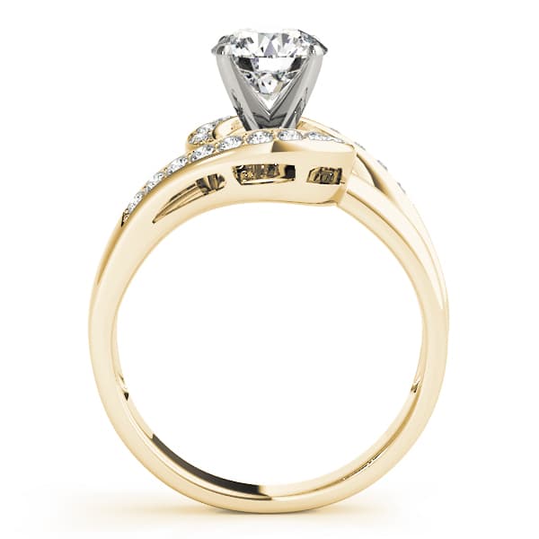 Bypass Swirl Prong In Channel Engagement Ring, style 83326, Side view in yellow gold