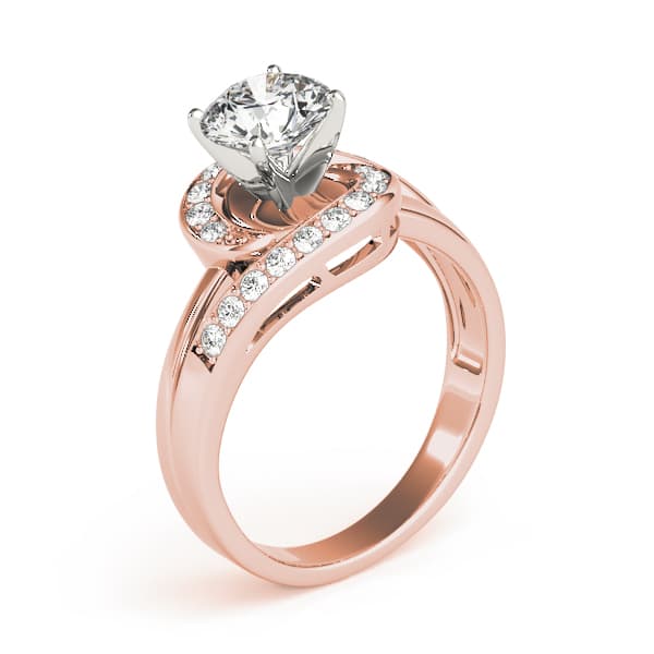 Bypass Swirl Prong In Channel Engagement Ring, style 83326, Top view in rose gold