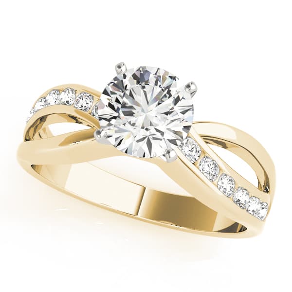 Swirl Channel Set Engagement Ring, style 83333, Front view in yellow gold