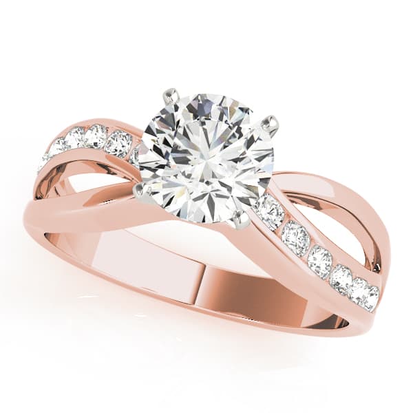 Swirl Channel Set Engagement Ring, style 83333, Front view in rose gold