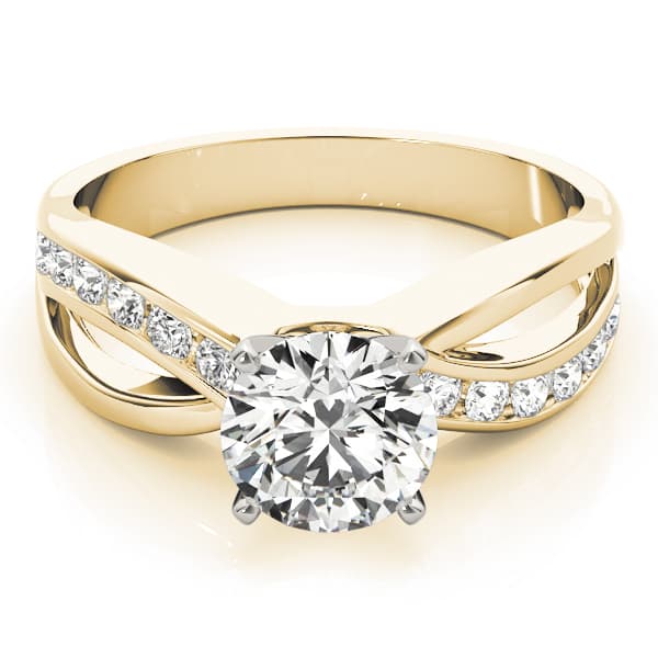 Swirl Channel Set Engagement Ring, style 83333, On hand view in yellow gold