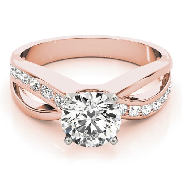 Swirl Channel Set Engagement Ring, style 83333, On hand view in rose gold