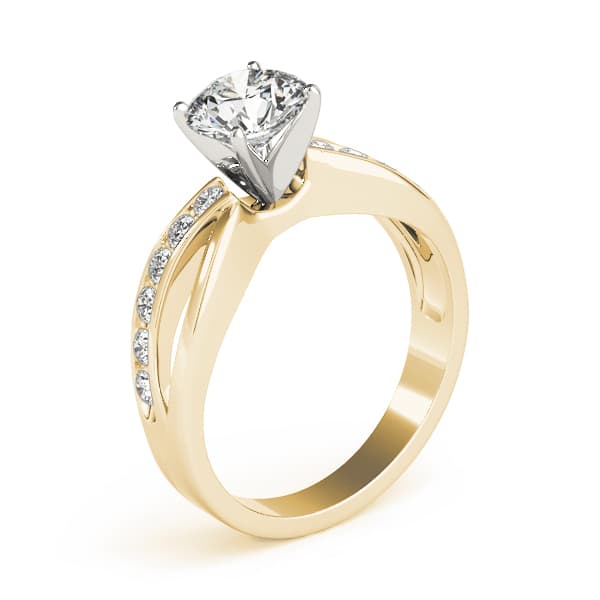 Swirl Channel Set Engagement Ring, style 83333, Top view in yellow gold