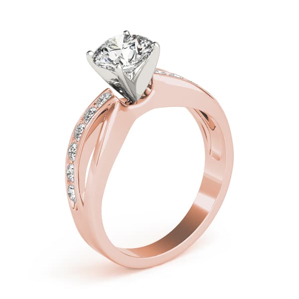 Swirl Channel Set Engagement Ring, style 83333, Top view in rose gold