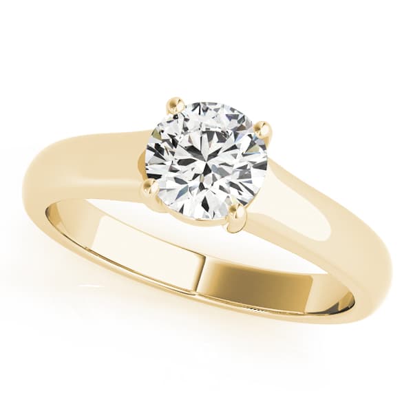 Solitaire Round Engagement Ring, style 83335, Front view in yellow gold
