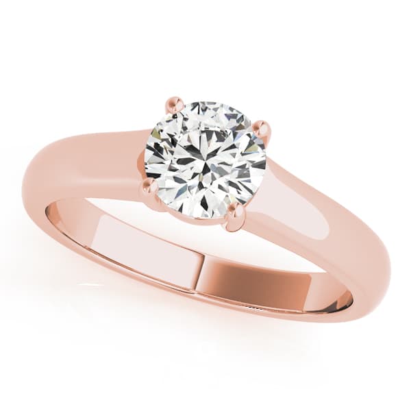 Solitaire Round Engagement Ring, style 83335, Front view in rose gold