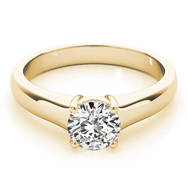Solitaire Round Engagement Ring, style 83335, On hand view in yellow gold
