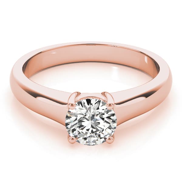 Solitaire Round Engagement Ring, style 83335, On hand view in rose gold