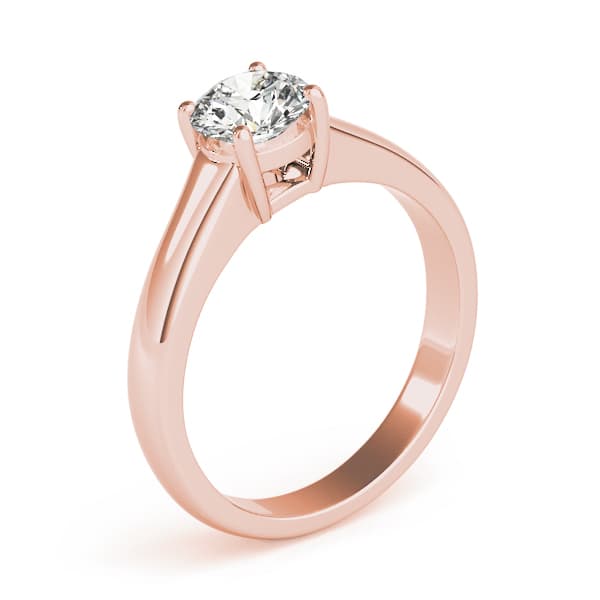 Solitaire Round Engagement Ring, style 83335, Top view in rose gold