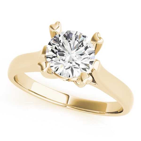 Solitaire Round Engagement Ring, style 83342, Front view in yellow gold