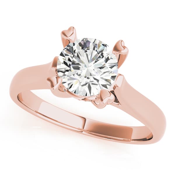 Solitaire Round Engagement Ring, style 83342, Front view in rose gold