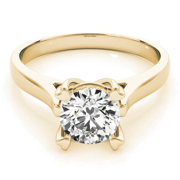 Solitaire Round Engagement Ring, style 83342, On hand view in yellow gold