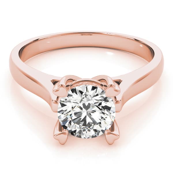 Solitaire Round Engagement Ring, style 83342, On hand view in rose gold