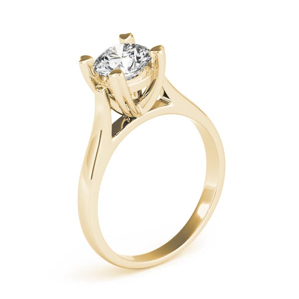 Solitaire Round Engagement Ring, style 83342, Top view in yellow gold