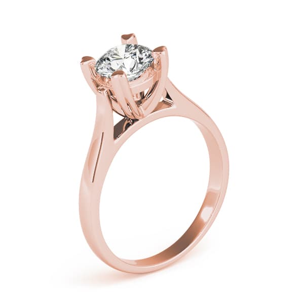 Solitaire Round Engagement Ring, style 83342, Top view in rose gold