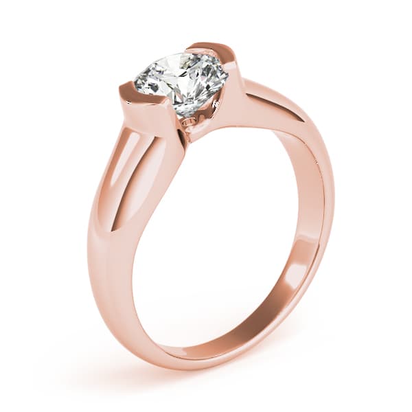 Round Half Bezel Solitaire Engagement Ring, style 83343, Angle view in rose gold