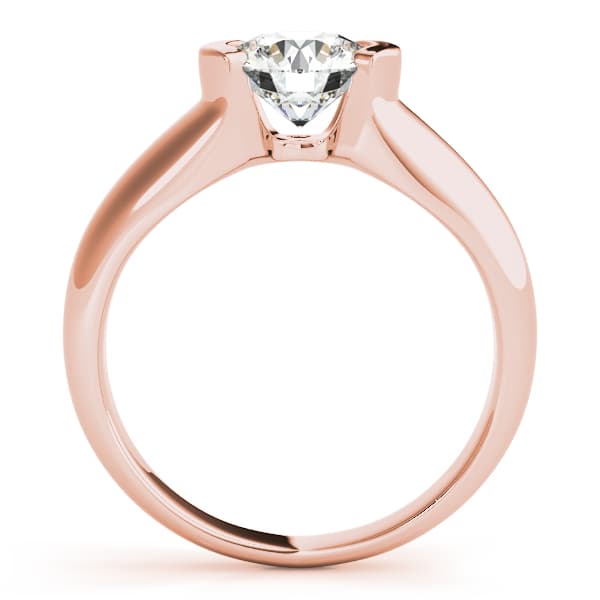 Round Half Bezel Solitaire Engagement Ring, style 83343, Side view in rose gold