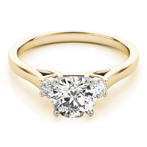 3 Stone Princess Engagement Ring, style 83347, On hand view in yellow gold