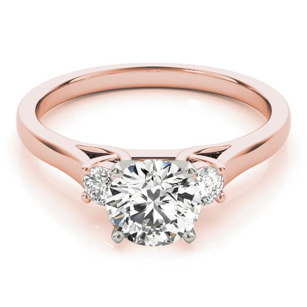 3 Stone Princess Engagement Ring, style 83347, On hand view in rose gold