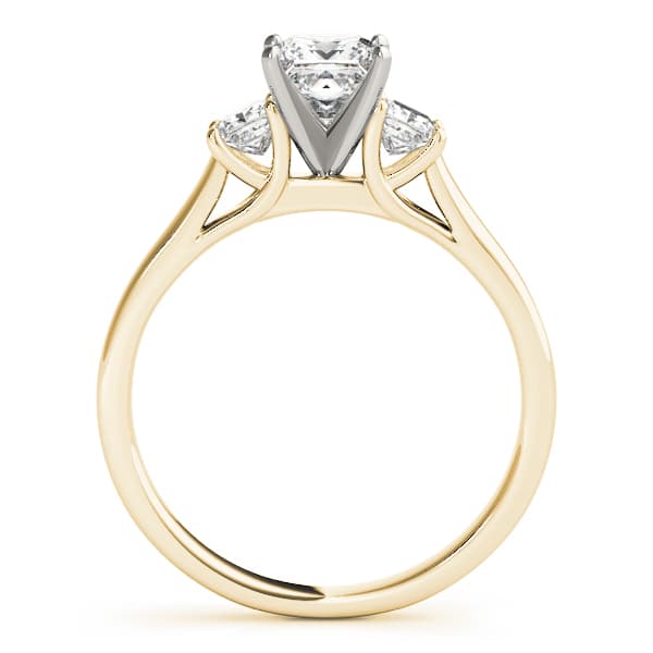 3 Stone Princess Engagement Ring, style 83347, Side view in yellow gold