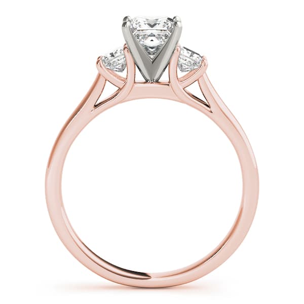 3 Stone Princess Engagement Ring, style 83347, Side view in rose gold