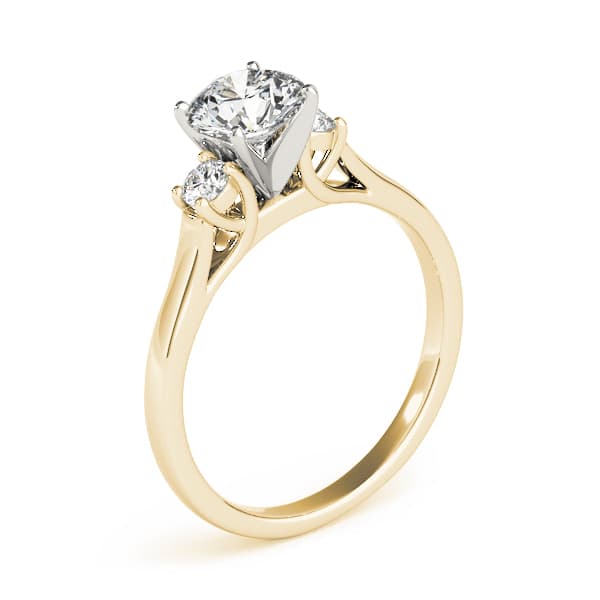 3 Stone Princess Engagement Ring, style 83347, Top view in yellow gold