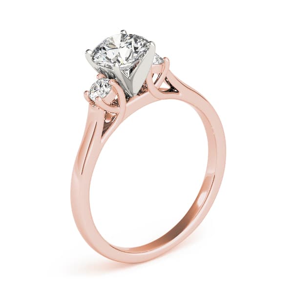 3 Stone Princess Engagement Ring, style 83347, Top view in rose gold