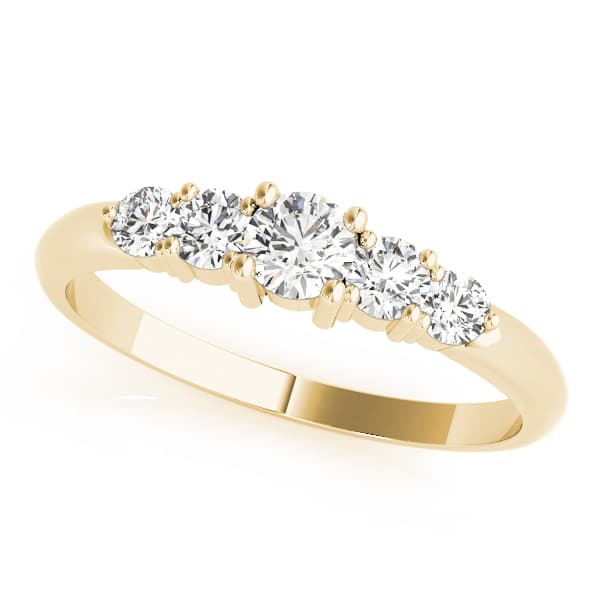 5-Stone Prong Set Wedding Band (0.28 ct. tw.), Front view in yellow gold