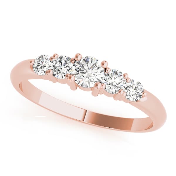 5-Stone Prong Set Wedding Band (1/2 ct. tw.), Front view in rose gold