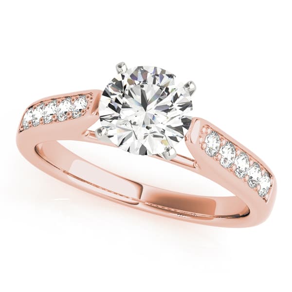 Single Row Prong In Channel Cathedral Engagement Ring, style 83357, Front view in rose gold