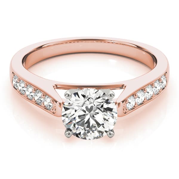 Single Row Prong In Channel Cathedral Engagement Ring, style 83357, On hand view in rose gold