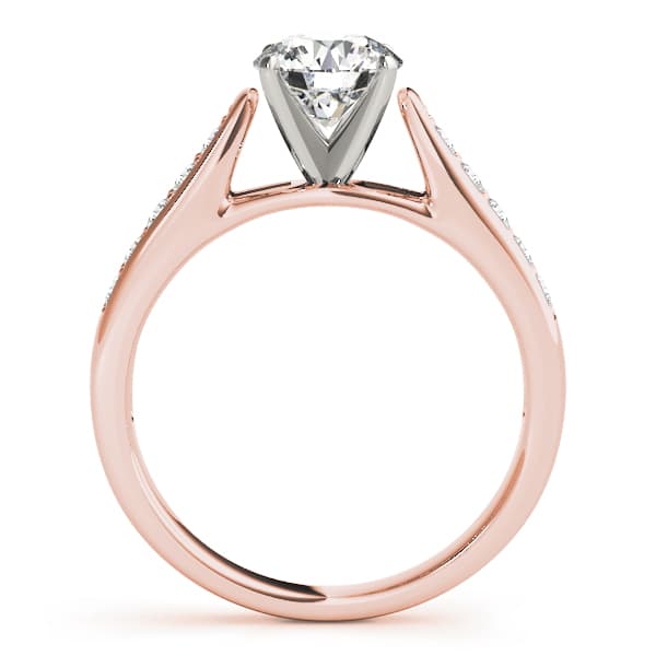 Single Row Prong In Channel Cathedral Engagement Ring, style 83357, Side view in rose gold