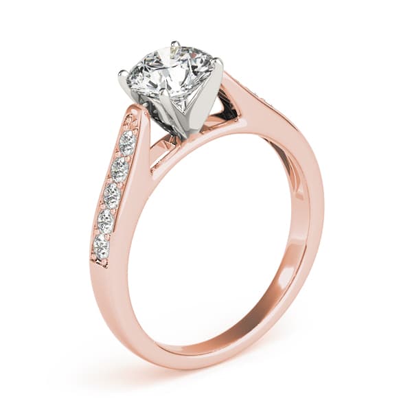 Single Row Prong In Channel Cathedral Engagement Ring, style 83357, Top view in rose gold