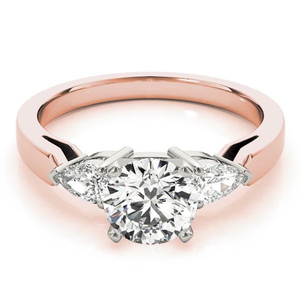 3-Stone Round & Pear Engagement Ring, style 83365, On hand view in rose gold