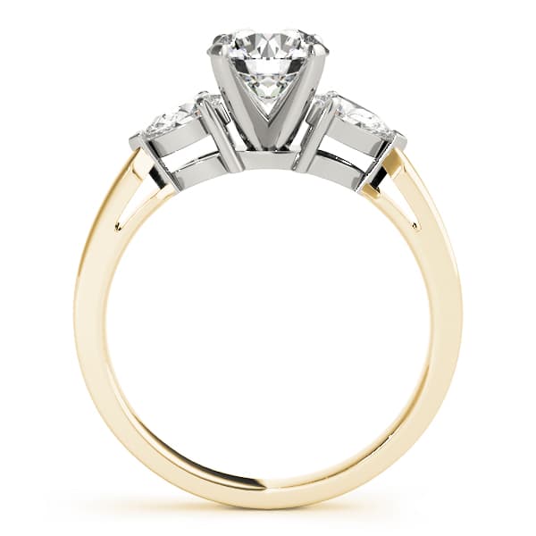 3-Stone Round & Pear Engagement Ring, style 83365, Side view in yellow gold