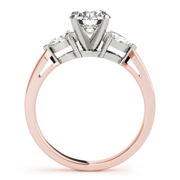 3-Stone Round & Pear Engagement Ring, style 83365, Side view in rose gold