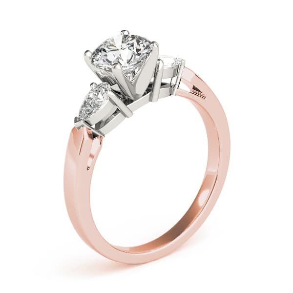 3-Stone Round & Pear Engagement Ring, style 83365, Top view in rose gold