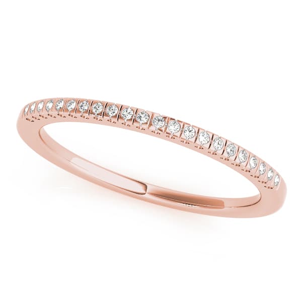Prong Set Wedding Band (1/8 ct. tw.), Front view in rose gold