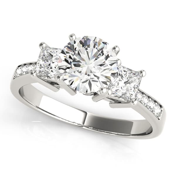 Single Row 3-Stone Round & Princess Engagement Ring — style 83368 in 10k White Gold