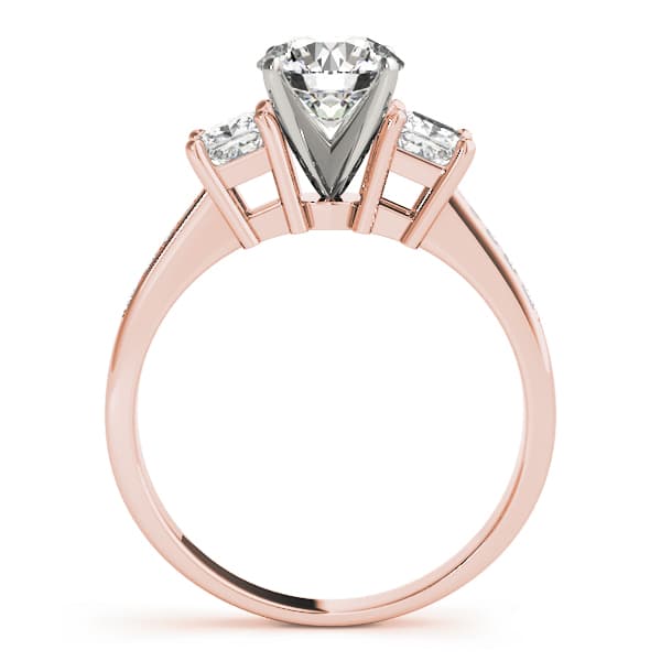 Single Row 3-Stone Round & Princess Engagement Ring, style 83368, Side view in rose gold