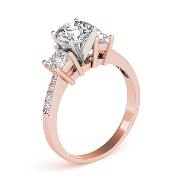 Single Row 3-Stone Round & Princess Engagement Ring, style 83368, Top view in rose gold