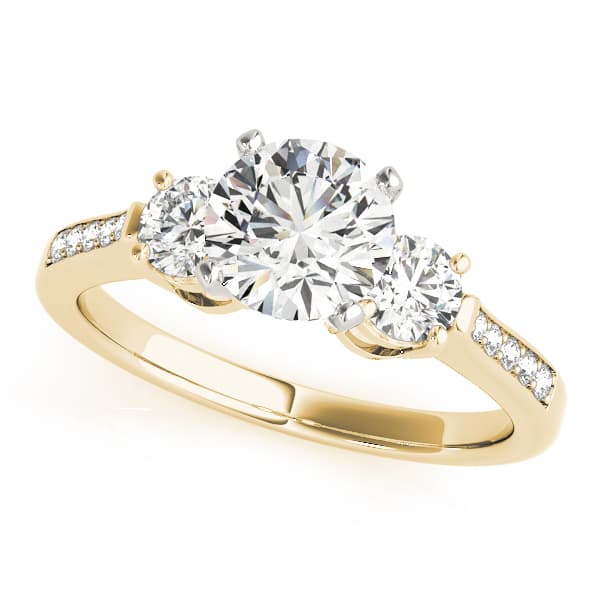 3-Stone Engagement Ring, style 83369, Front view in yellow gold
