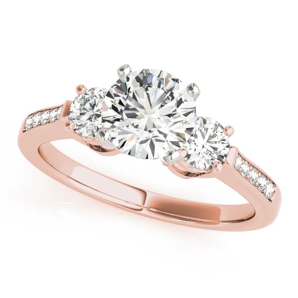 3-Stone Engagement Ring, style 83369, Front view in rose gold