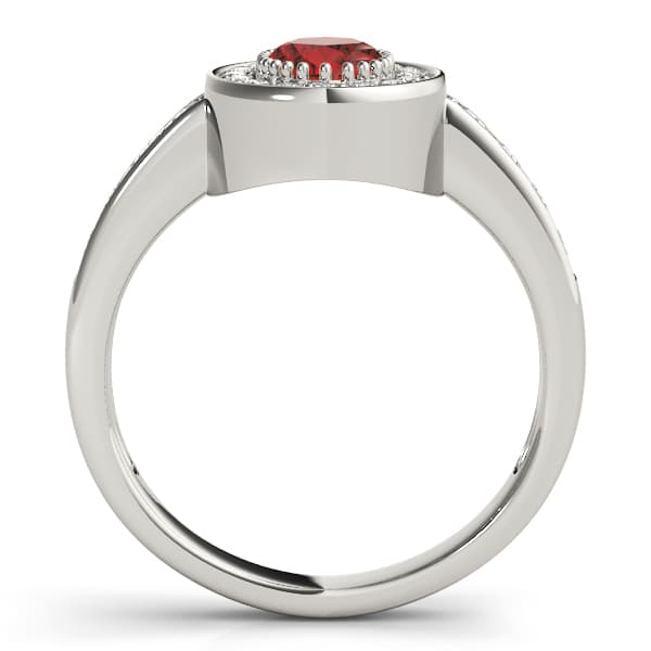 Oval Gemstone Ring (1/4 ct. tw.), Side view in white gold or platinum